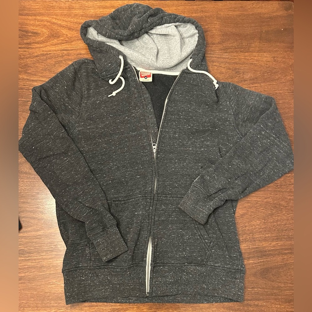 HOMAGE Dark Heather Gray Zip-Up Hooded Sweater